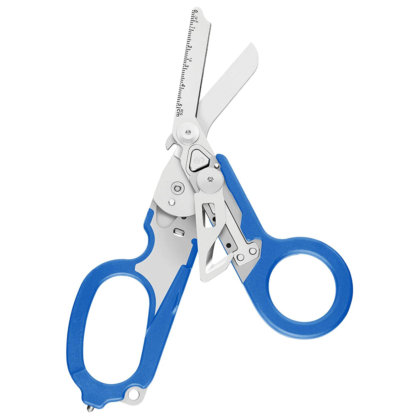 Multifunktionale Schere Für Camping Und Outdoor-rettungseinsätze, Mit Glasbrecher, Gurtschneider Und Blauer Klappzange