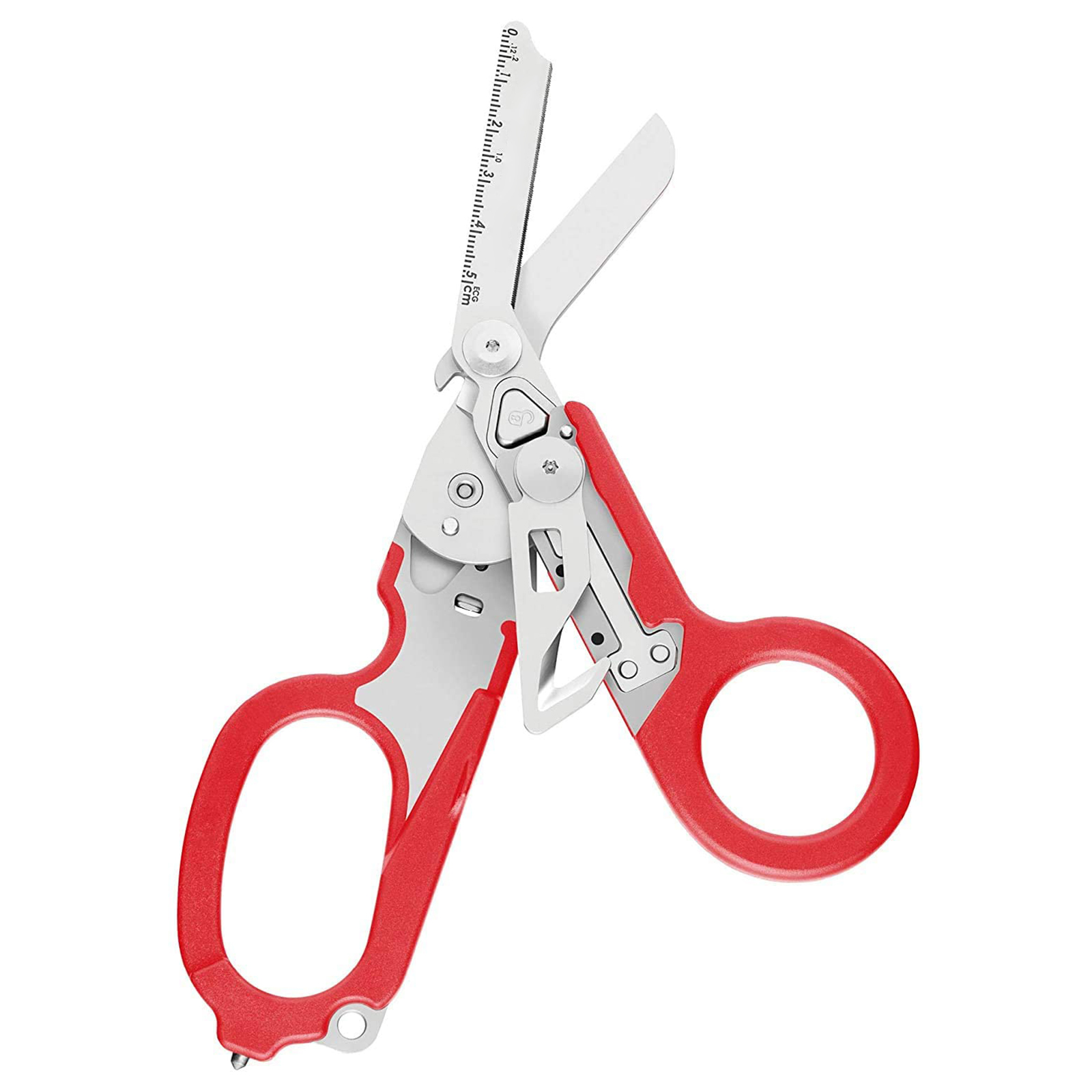 Multifunktionsschere Für Camping Und Outdoor-rettungseinsätze, Mit Glasbrecher, Gurtschneider Und Klappzange (rot)