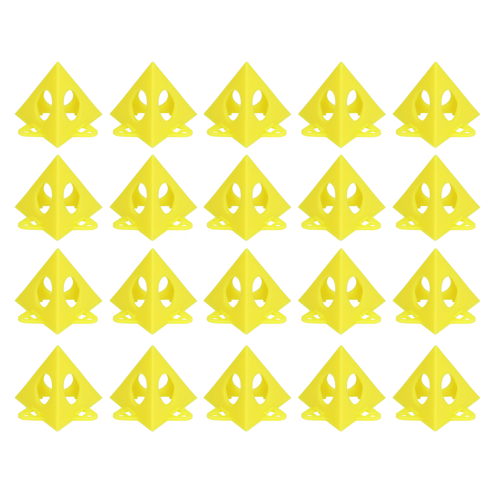 Set Mit 20 Gelben, Pyramidenförmigen Kunststoff-kegelstützen Für Schranktüren Oder Leinwand