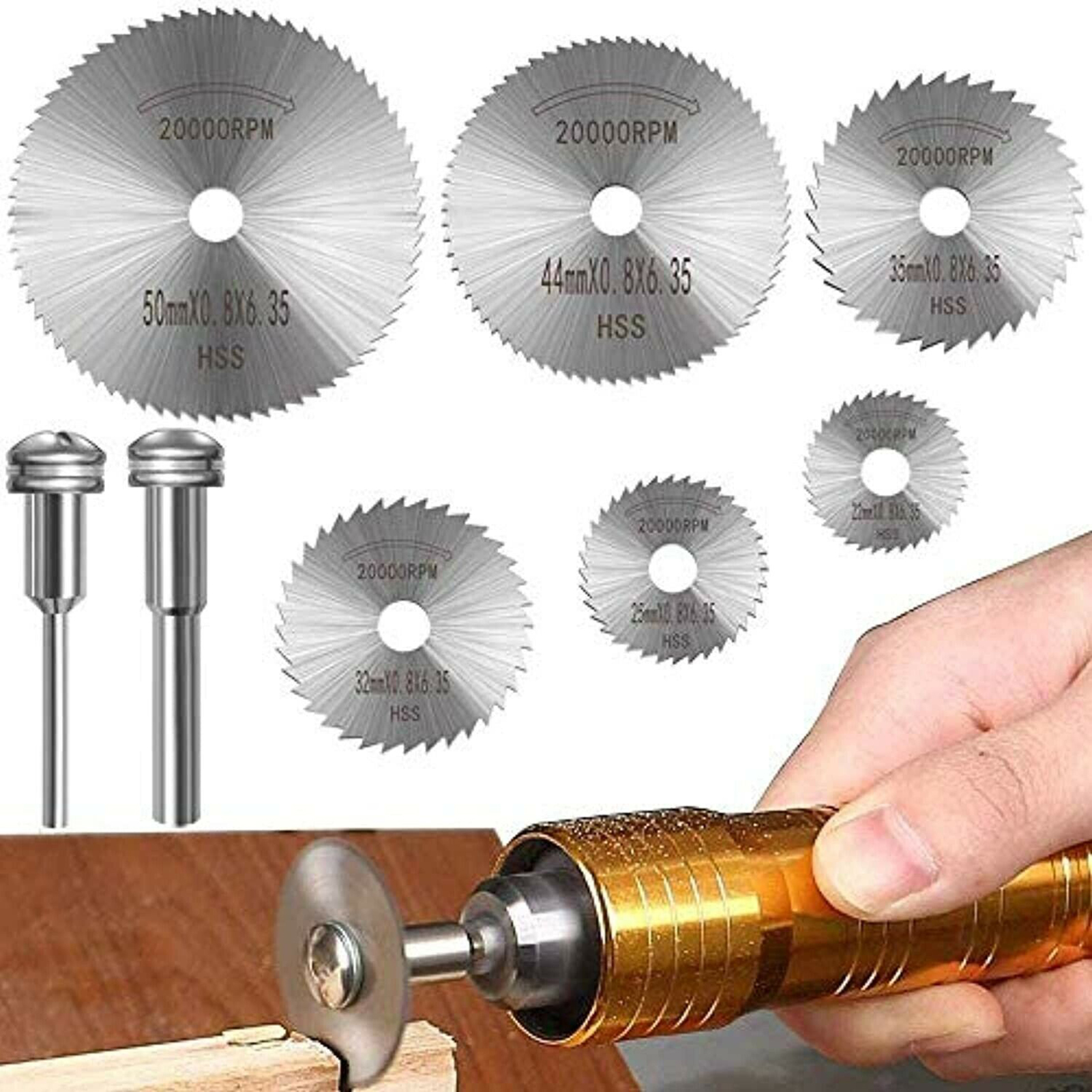 Satz Mit 6 Kreissägeblättern Und 2 Verlängerungen Von 3,2 Mm (1/8") Für Drehbohrmaschinen, Stahlsägescheibe, Trennblatt.