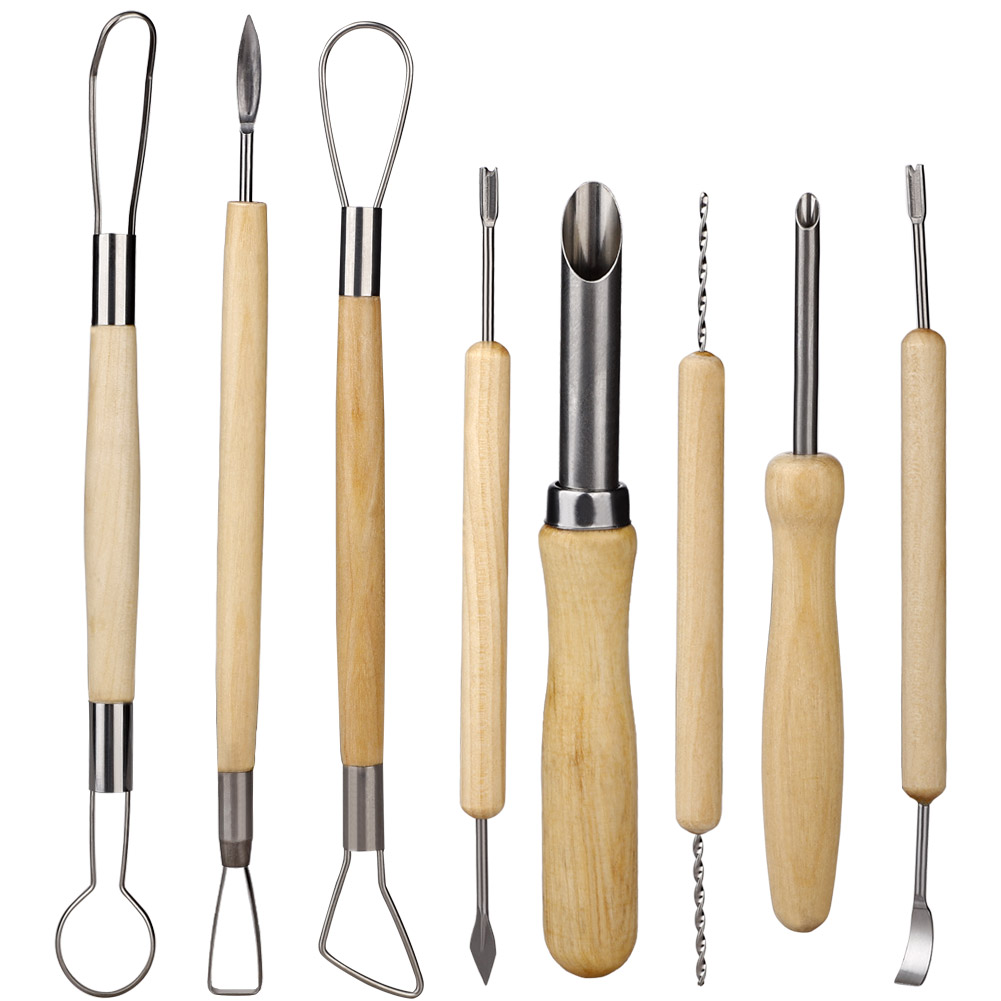 Kürbisschnitzwerkzeug Aus Holz Und Metall, Komplettes Profi-set Für Partys Und Feste. Kürbisschnitzset Aus Holz Und Metall.