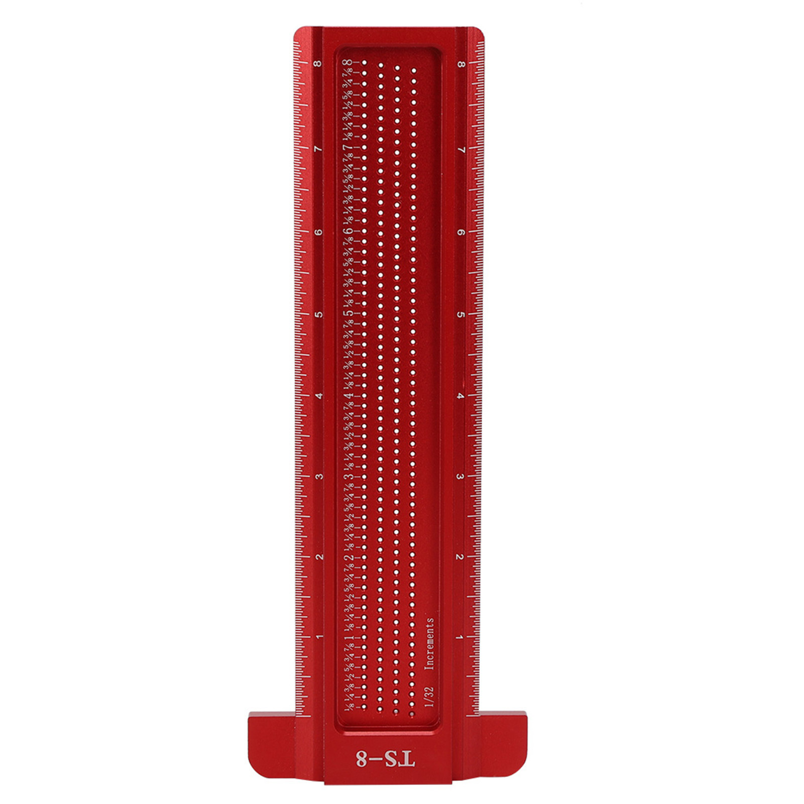 Ts-8 Lochlineal Für Die Holzbearbeitung, T-förmiges Messwerkzeug Aus Aluminium, Mini-marker Für Baumärkte (rot)