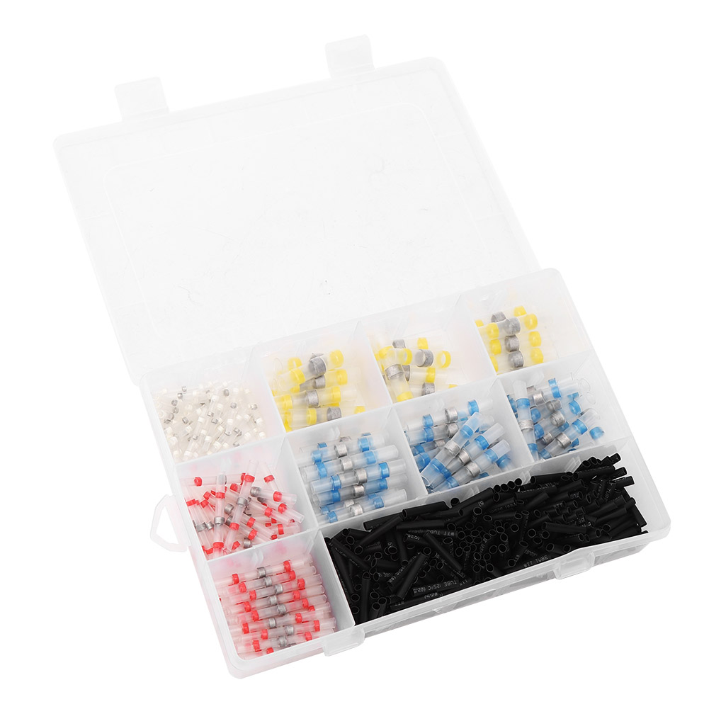 Set Mit 500 Wärmeschrumpfenden Verbindern, Isolierverbindern, Lötanschlüssen, Zubehör Und Wasserdichten Dichtungen