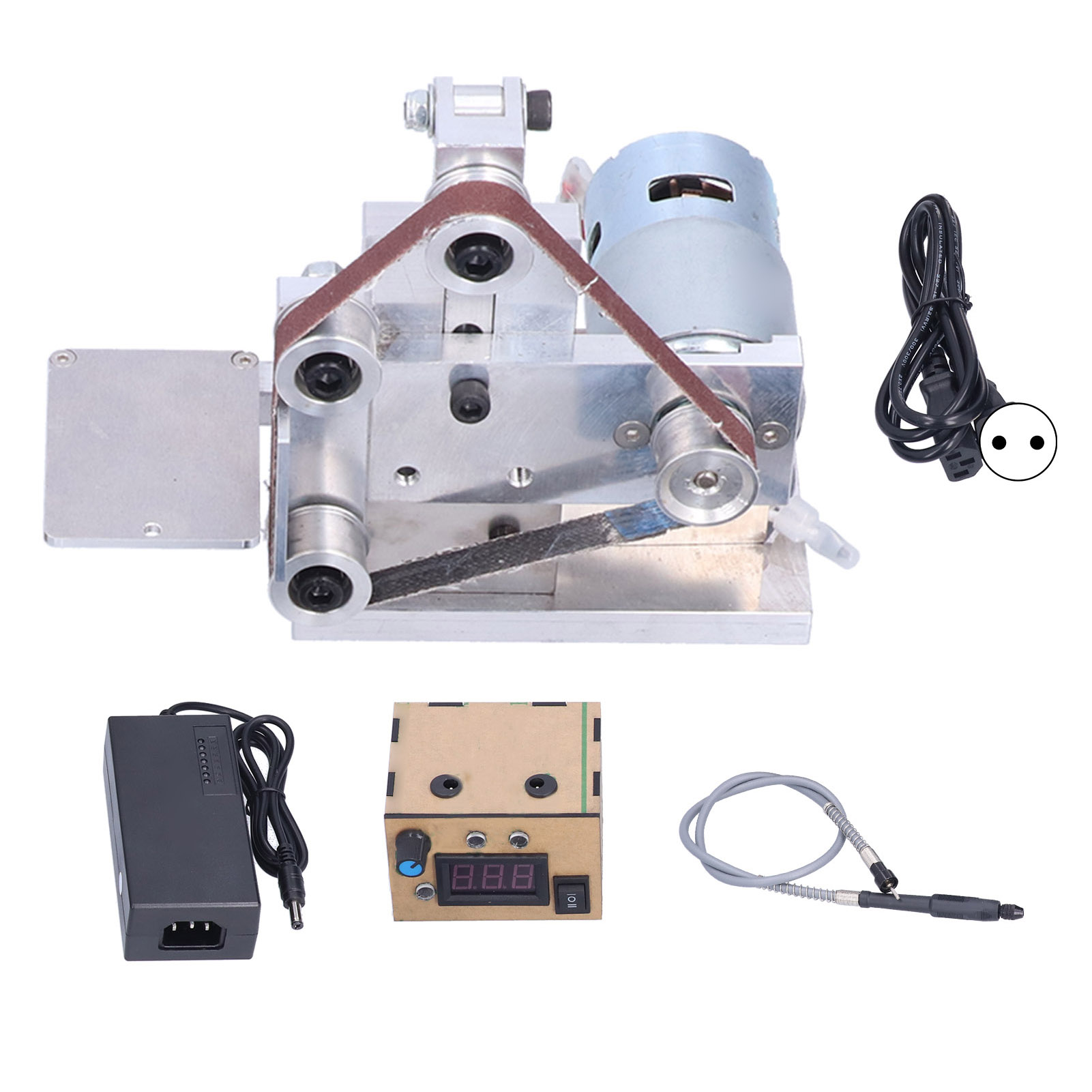 Elektrischer Mini-bandschleifer Für Heimwerker, 7 Geschwindigkeiten, 12-24 V Dc, Typ 10 Stecker (110-240 V Eu).