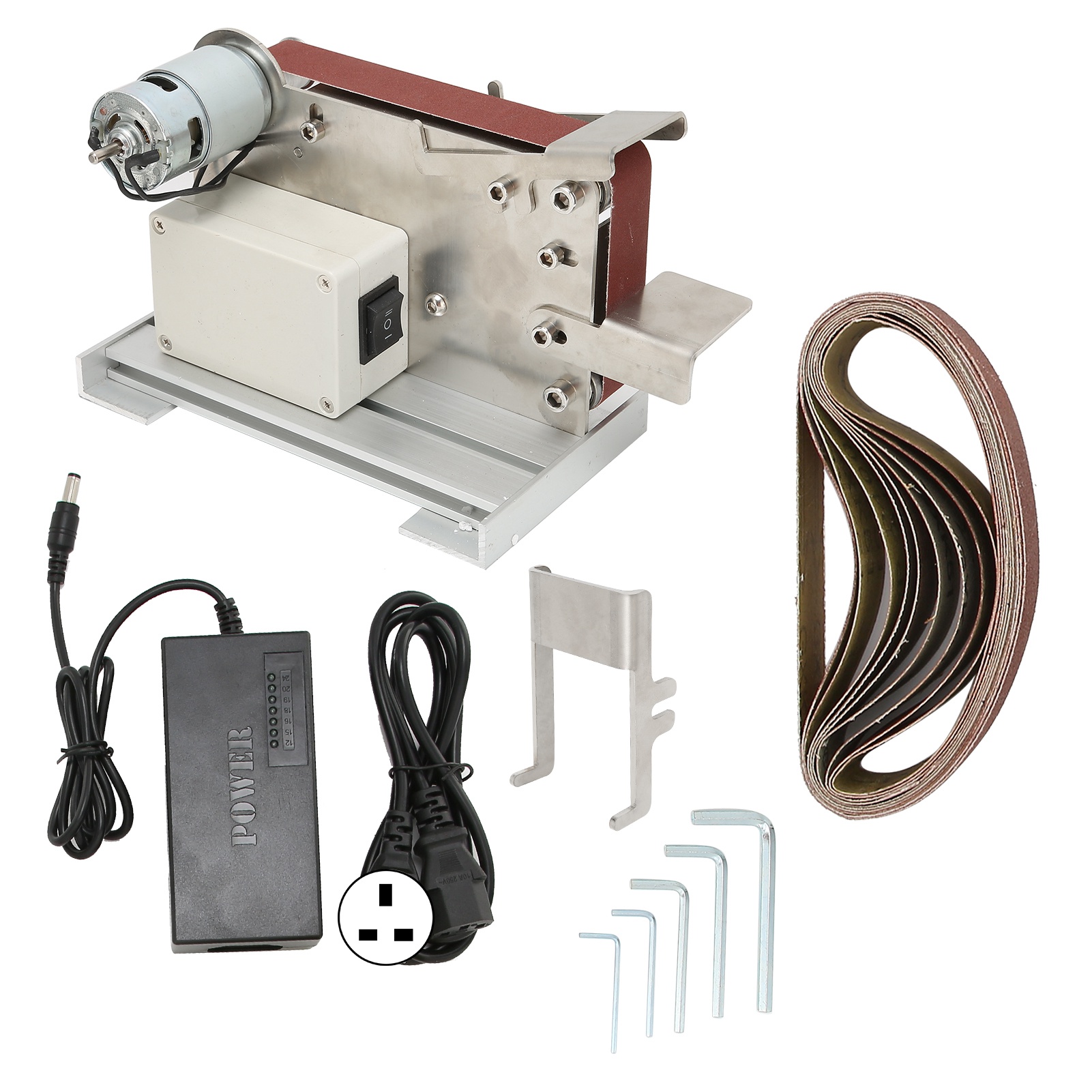Elektrischer Mini-bandschleifer Zum Selberbauen, Tischschleifer, Polierzubehör, Wechselstrom 110–240 V, Uk-stecker 775 (100 W)