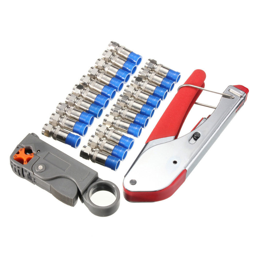 Set Mit 22 Multifunktionalen Crimpwerkzeugen Für Koaxialkabel Mit F-kopf, Crimp- Und Abisolierwerkzeug (22-teilig/set)
