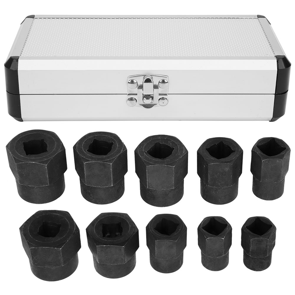 10-teiliges Werkzeugset Zum Entfernen Beschädigter Muttern Von 9 Bis 19 Mm, Ausdreher Im Aluminiumkoffer