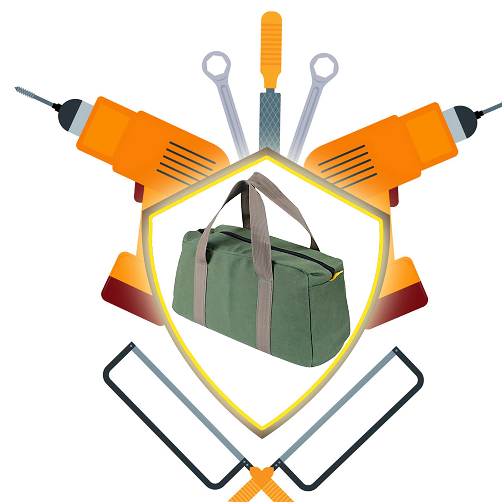Penggong Werkzeugtasche Im Großformat, Dick Und Verschleißfest, Multifunktional Und Tragbar, Aus Canvas Mit Großem Fassungsvermögen (45,7 Cm), Olivgrün.