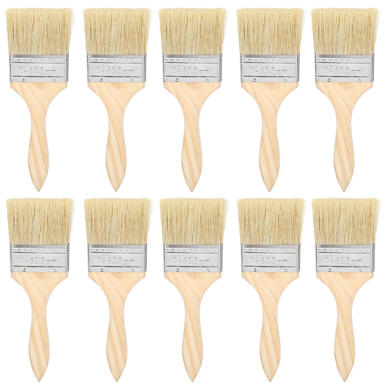Set Mit 10 6,35 Cm (2,5 Zoll) Langen Kunstwollpinseln Mit Holzgriffen Zum Malen, Kleben Und Lackieren