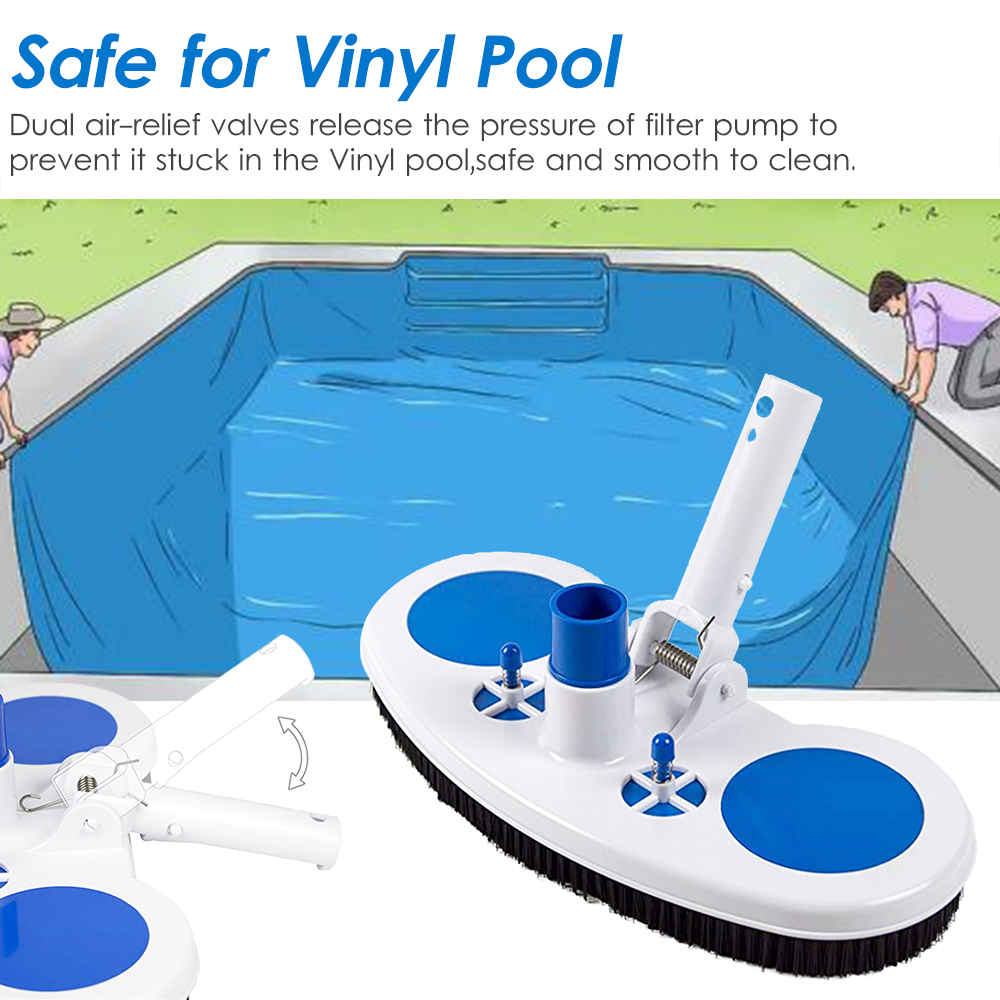 13,5-zoll-poolsaugerkopf Für Eingelassene, Oberirdische Und Vinylpools Spa-reinigungsbürste Mit Beschwertem Sockel Und Bürsten.