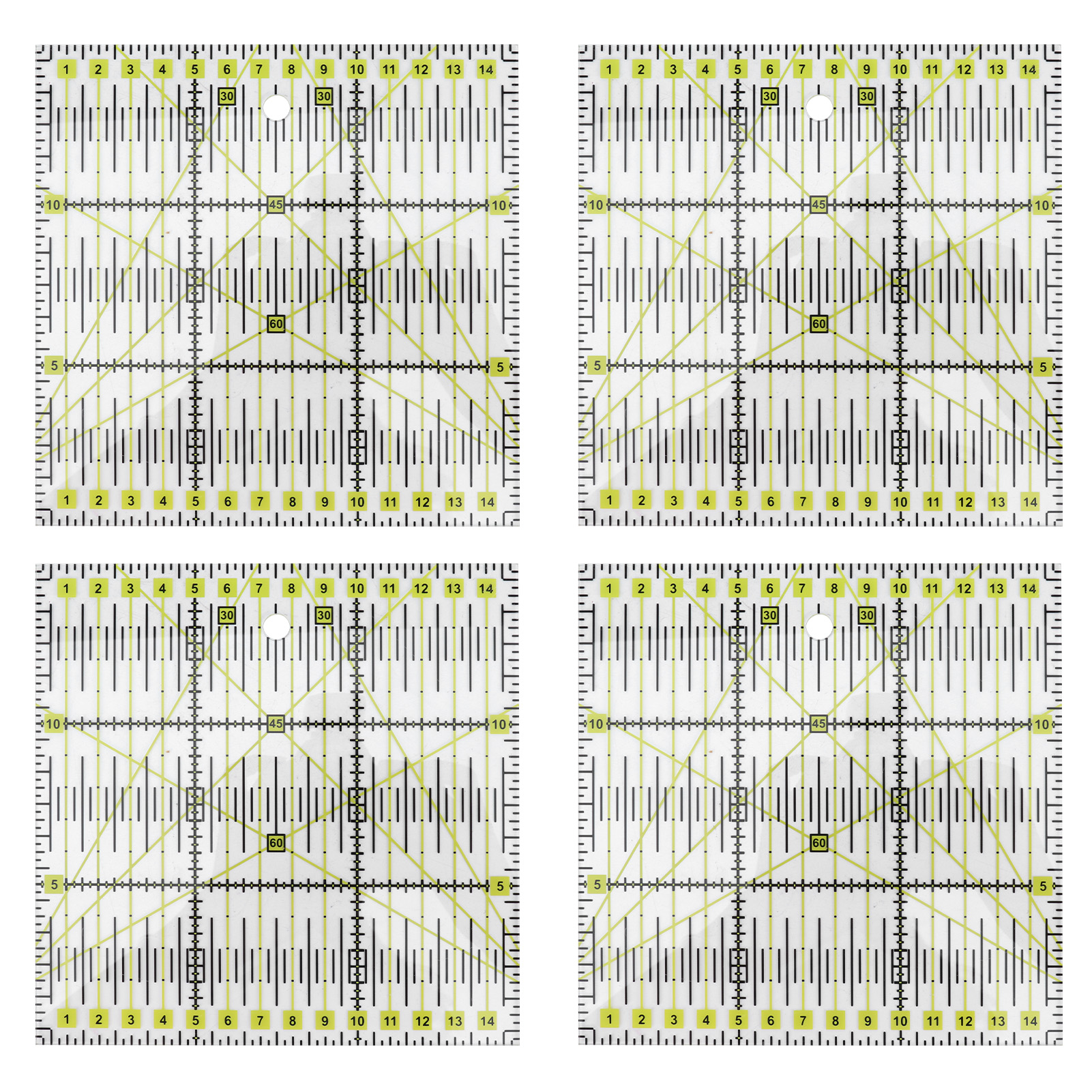 Acryl-quiltlineal (4er-set) Mit Zweifarbigen Rasterlinien