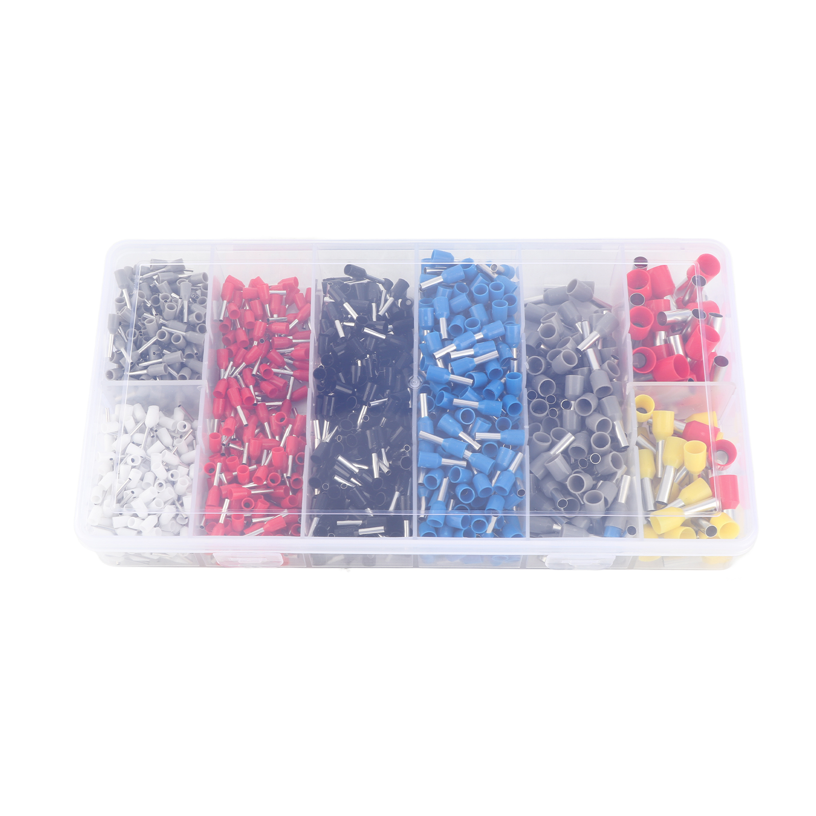 Packung Mit 1250 Hsc8 6-4a Rohrklemmen, Verschiedene Farben (weiß, Schwarz, Rot, Blau, Gelb, Grau), Querschnitt Von 0,25 Bis 10 Mm², Mit Aufbewahrungskoffer.