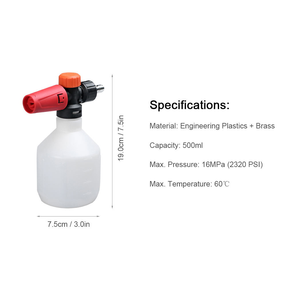 Schaumsprüher Für Hochdruckreiniger, Schaumlanze, Verstellbarer Flaschenspender Für Autoreiniger, 1/4"-schnellanschluss, 500 Ml