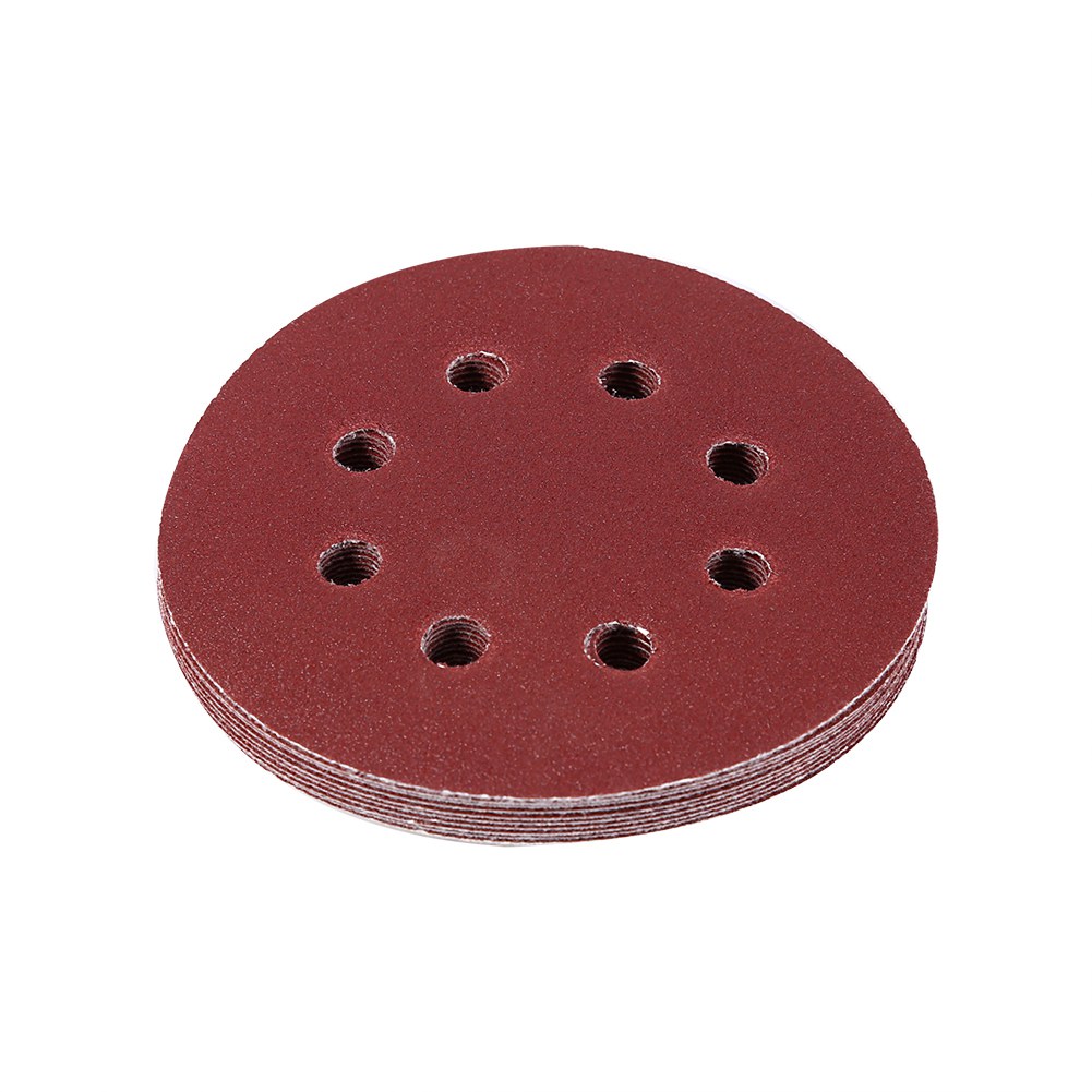 125 Mm Runde Rote Schleifscheiben, 8-loch-schleifpapier, Körnung 120 (120)