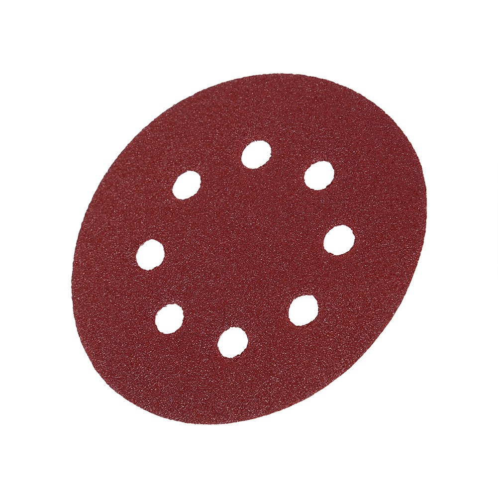 125-mm-polierpads, Rote Schleifscheiben, 8-loch-schleifpapier (körnung 100)