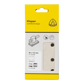 Klingspor PS 33 BK Streifen kletthaftend, 80 x 133 mm Korn 320 Lochform GL18, SB-verpackt im Reiter