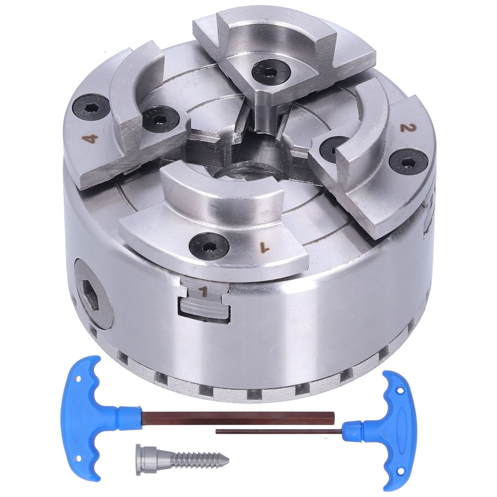 Kp96-b 4-zoll M33 Selbstzentrierendes Drehbankfutter Mit 4 Metallbacken Für Holzbearbeitung, Unterstützung Und Spannen