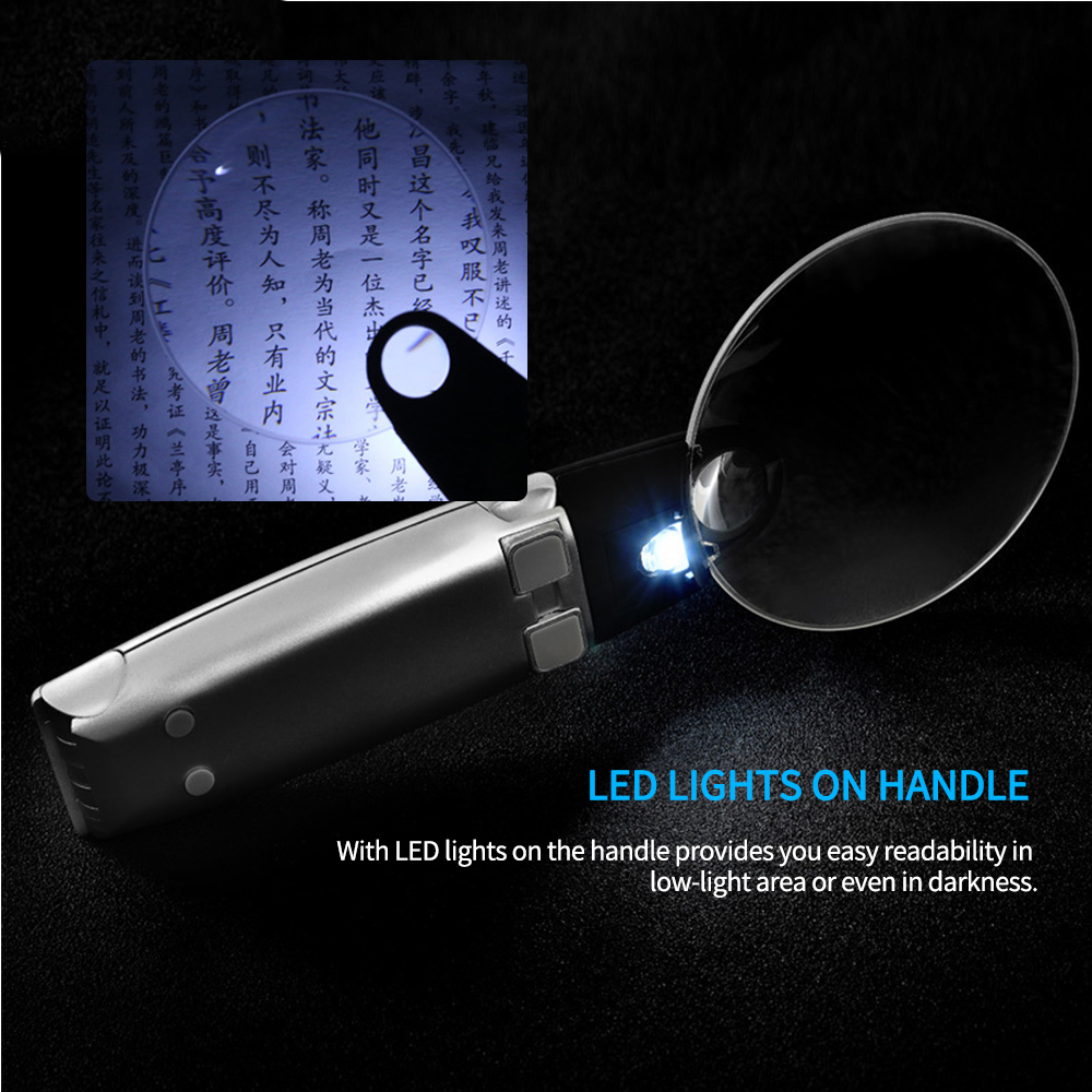 Tragbare Tischlupe, 20-fache/30-fache Vergrößerung, Mit Led-beleuchtung Zum Lesen, Ideal Für Ältere Menschen Mit Sehschwäche (batterie Nicht Im Lieferumfang Enthalten).