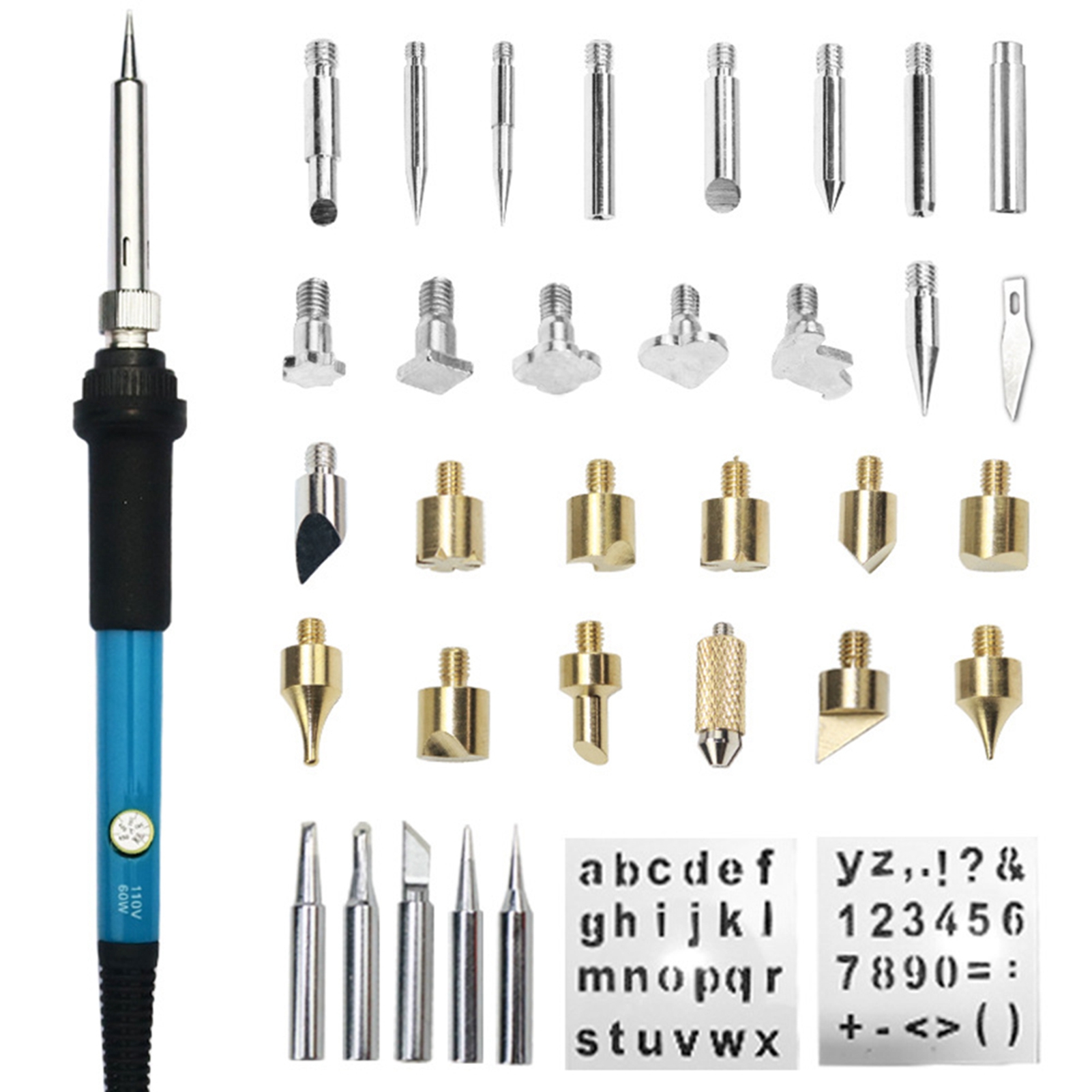 35-teiliges Tragbares Pyrographie-set, Multifunktionaler Elektrischer Lötkolben Mit Einstellbarer Temperatur Und Interner Heizung.