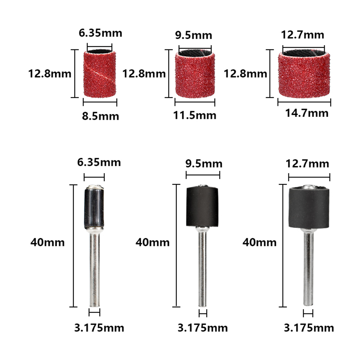 252-teiliges Trommelschleifset Mit Kostenloser Box, Inklusive 240 Schleifhülsen Und 12 Rotationswerkzeug-dornen (1/8", 3/8" Und 1/2").