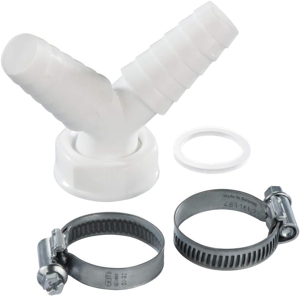 Y-verbinder Für Ablaufschläuche (ablaufanschluss Für Geschirrspüler Und Waschmaschinen, Für Schläuche Mit Einem Innendurchmesser Von 19–23 Mm, 2-wege-y-verteiler Mit 1"-dichtung) Weiß