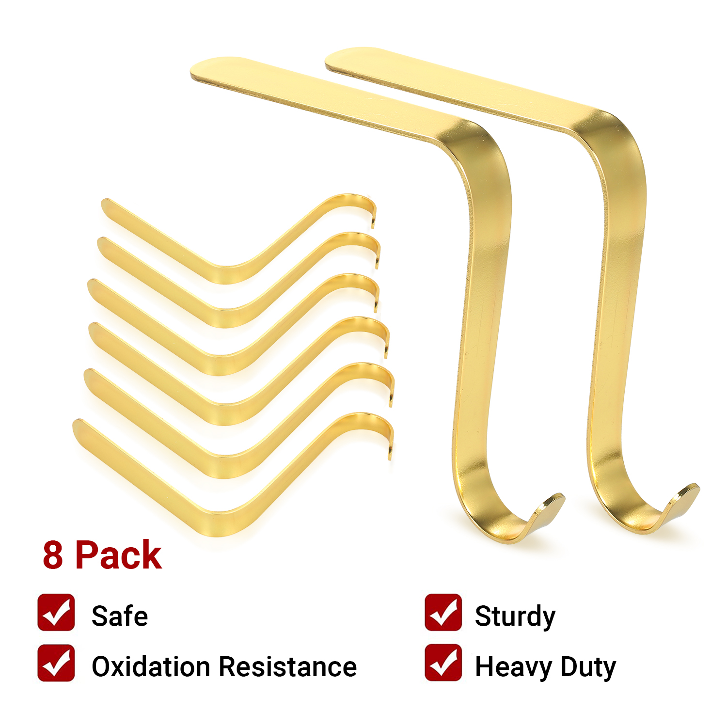Weihnachtsstrumpfhalter Aus Metall, Goldener Kaminhaken, Girlandenclip, 8er-set