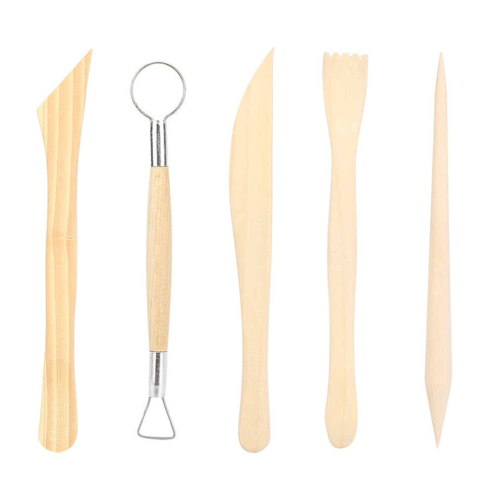 Set Aus 2 Ton- Und Holzschnitzwerkzeugen Mit Holzgriffen, Zubehör Für Töpferarbeiten Und Keramikmodellierung