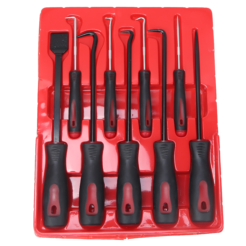 Set Aus 9 Präzisionswerkzeugen Zum Entfernen Von Öldichtungen, O-ringen Und Schläuchen: Schaber, Haken Und Reinigungswerkzeuge.