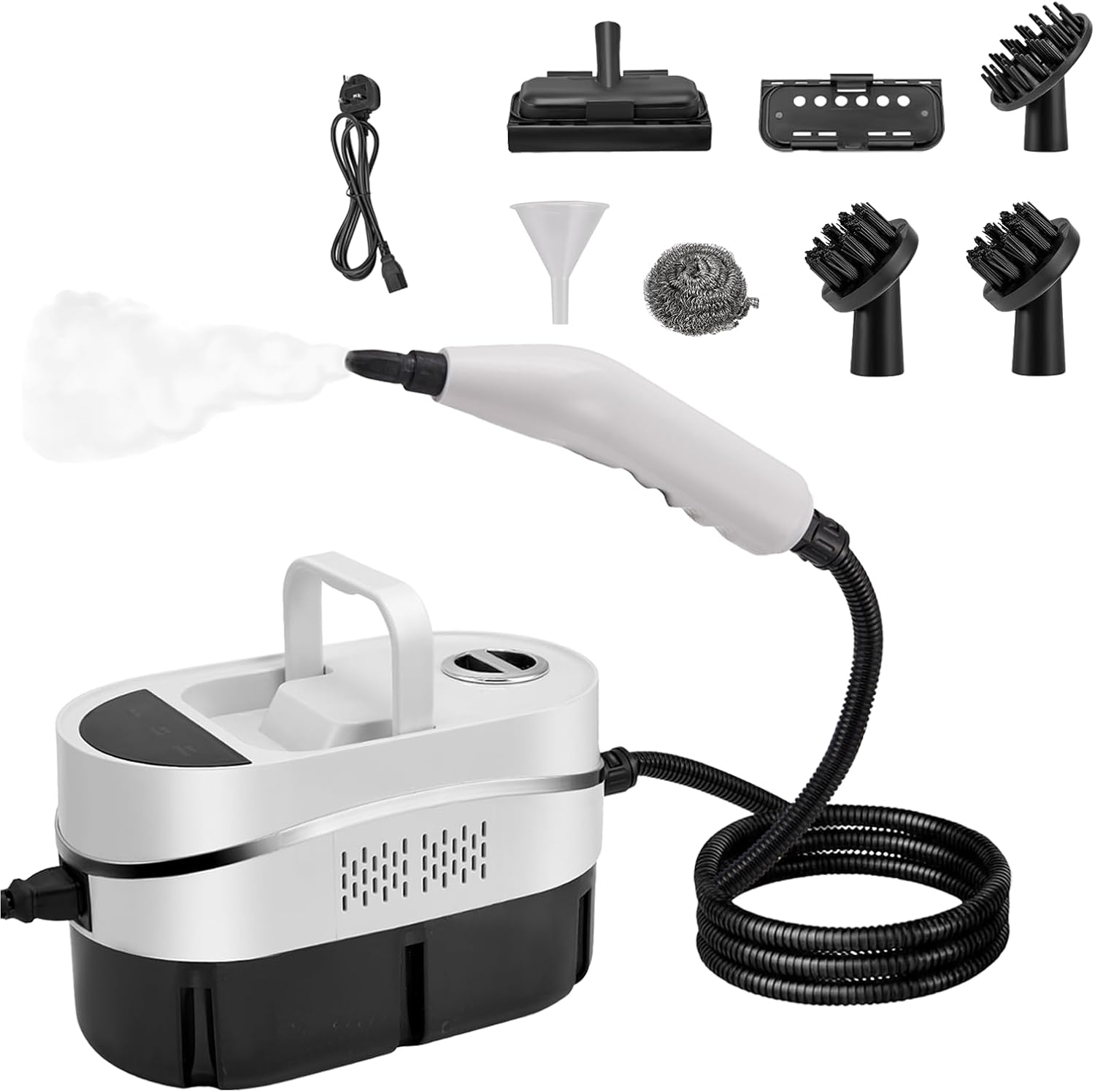 Tragbarer Dampfreiniger 1200 Ml, 2500 W, Manueller Dampfreiniger Mit 8 Zubehörteilen, 4,5 Bar, Dampfreiniger Für Küche, Bad, Auto, Böden, Sofa, Fliesen Und Fugen