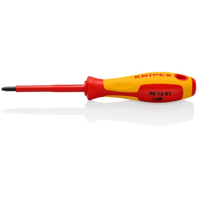 KNIPEX 98 12 01 Schraubendreher für Robertsonschrauben R1 isoliert mit Mehrkomponenten-Hüllen, VDE-geprüft brüniert 185 mm