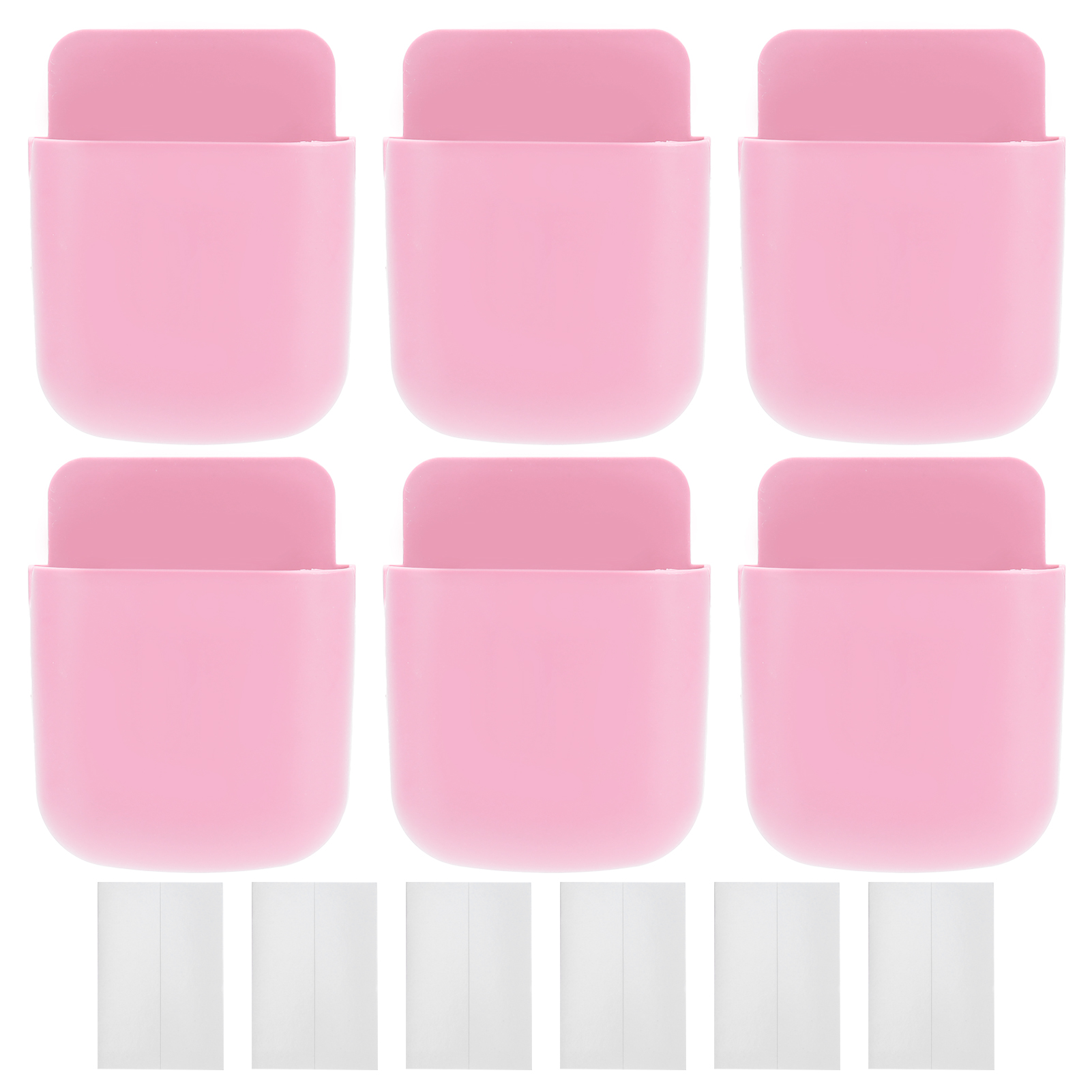 Set Aus 6 Wandhalterungen Für Fernbedienungen Und Aufbewahrungsboxen Für Handys, Ideal Für Zuhause, Nachttisch Oder Schule (rosa).