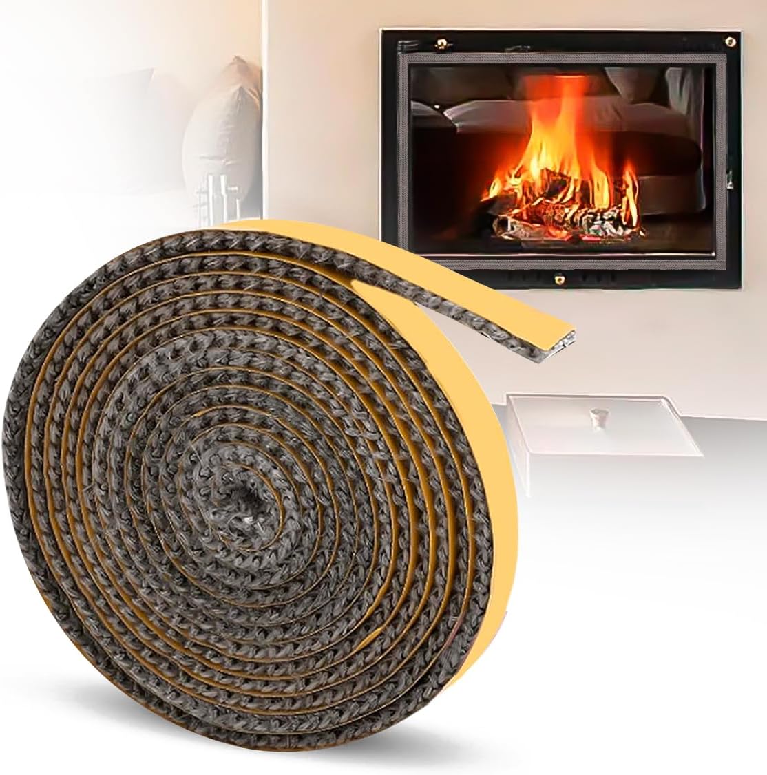 Mm Fiberglas-schornsteindichtung, Selbstklebende Fiberglas-schornsteindichtung Für Backofenglas, Kamine Und Ofenrohre, 2 M