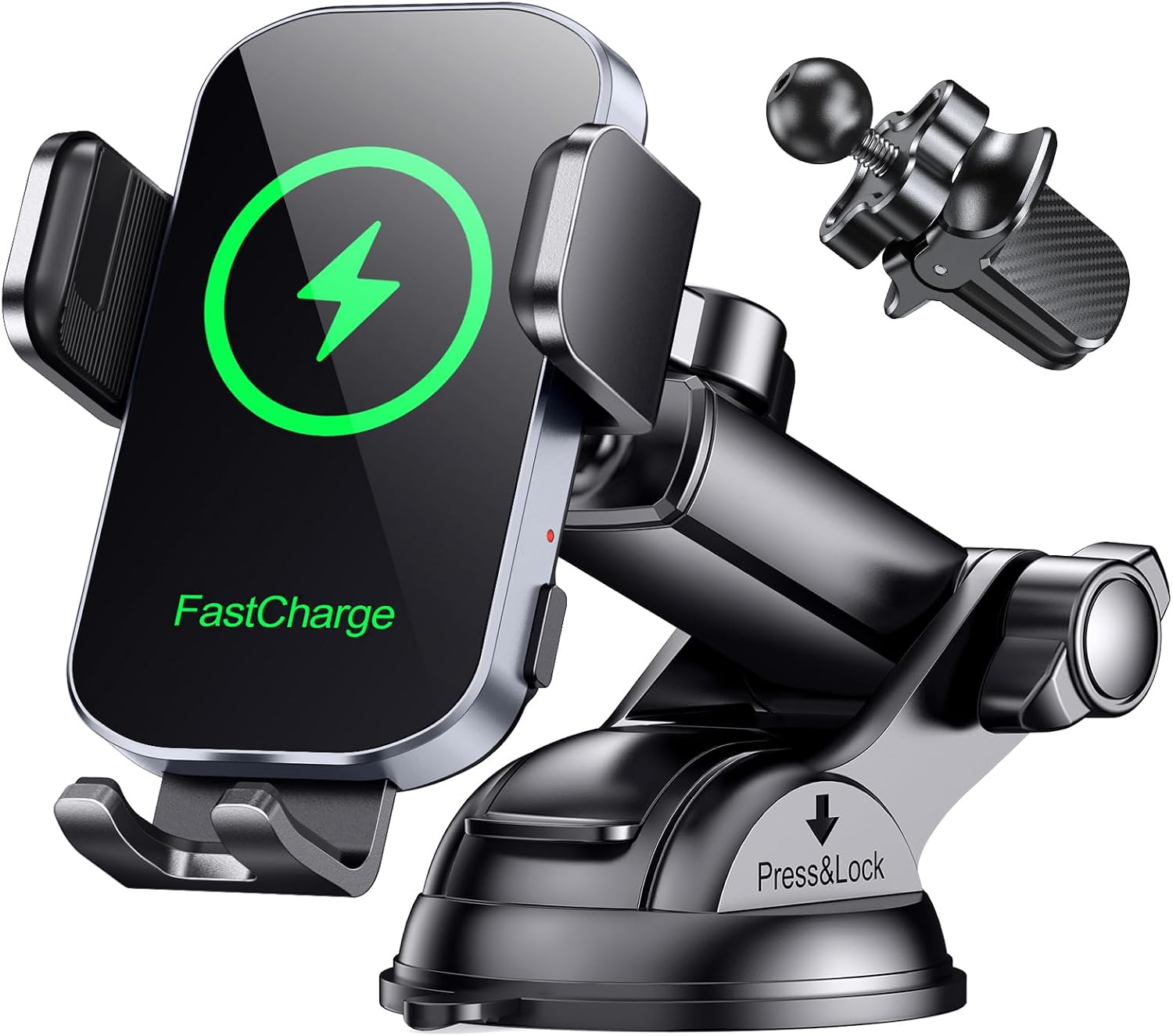 Kabellose 15-w-autohalterung Für Smartphones, [automatische Klemmung], Schnellladefunktion [saugnapf In Militärqualität], Kompatibel Mit Iphone 17/16/15 Pro Max, Galaxy S24+/s23 Ultra
