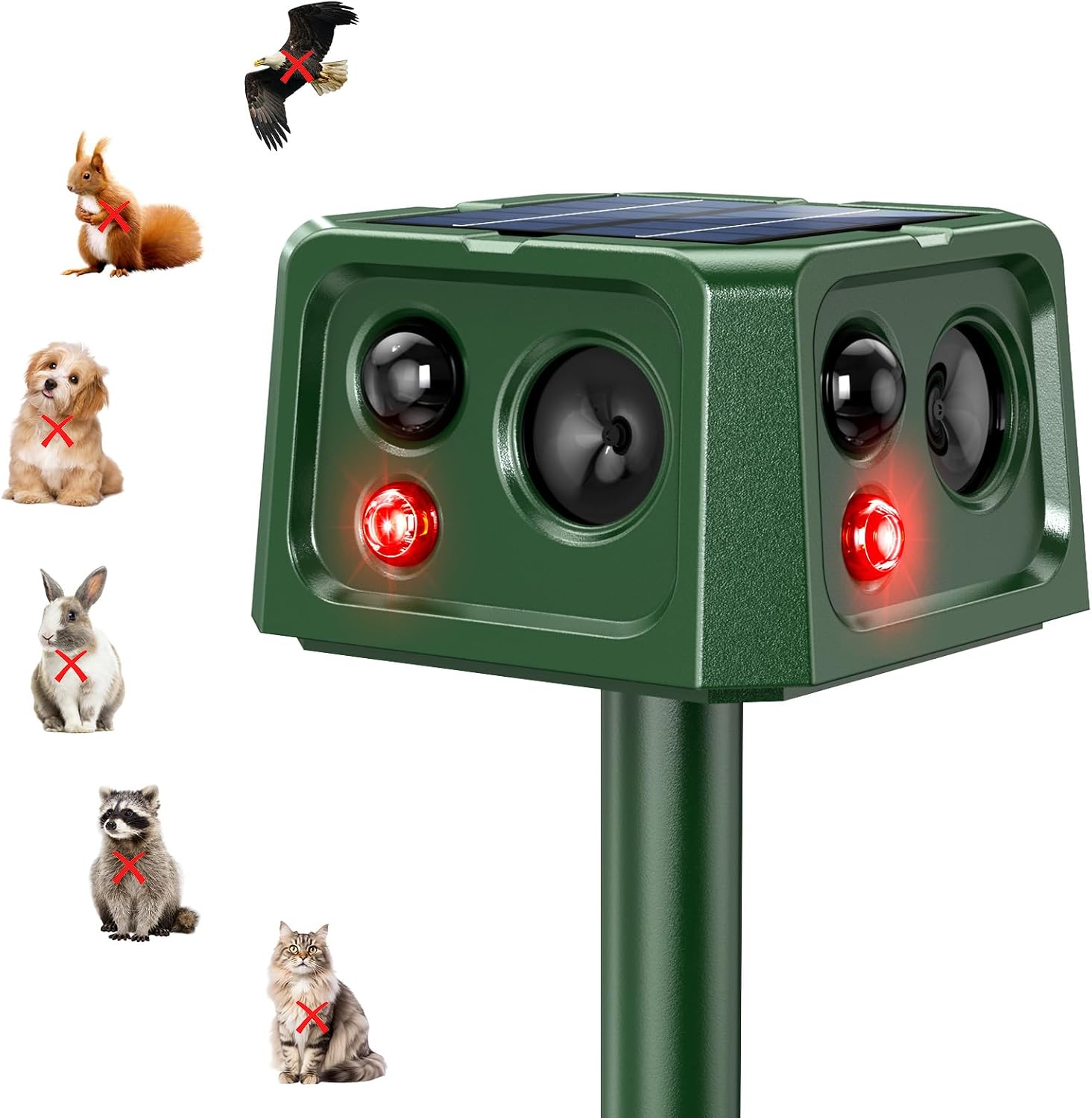 Katzenabwehrgerät Für Den Außenbereich, 360°-ultraschall-solar-maulwurfabwehrgerät Mit Bewegungsmelder Und Blinklicht, Ip66 Wasserdicht, 5 Modi, Schlangenabwehrgerät Für Wühlmäuse, Waschbären Und Kani