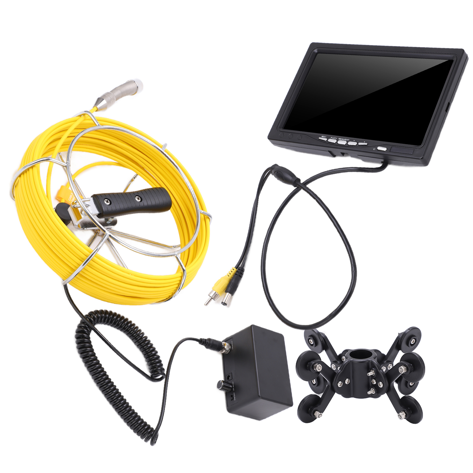 Kit Endoscope Industriel F927dabtx 7 Pouces Avec Enregistreur Vidéo Numérique (dvr), Caméra D'Inspection Vidéo Ip68 Pour Canalisations, Équilibrage Automatique, Prise Ac100-240veu, Portée 40 M / 131,2
