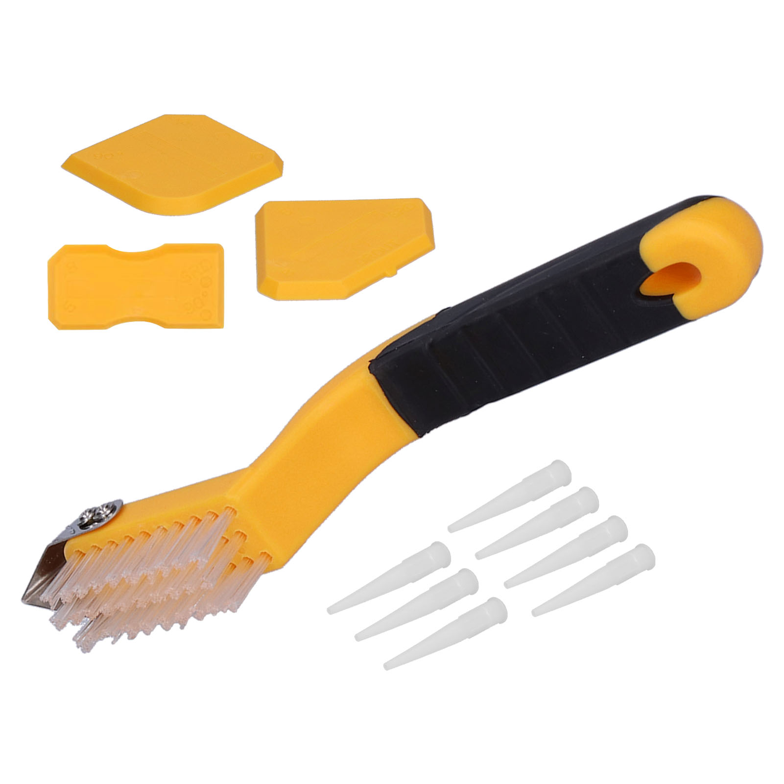 Kit De 11 Outils Pour Calfeutrage, Comprenant Un Grattoir À Joints En Silicone, Un Dissolvant De Colle Et Un Nettoyant Pour Carrelage.