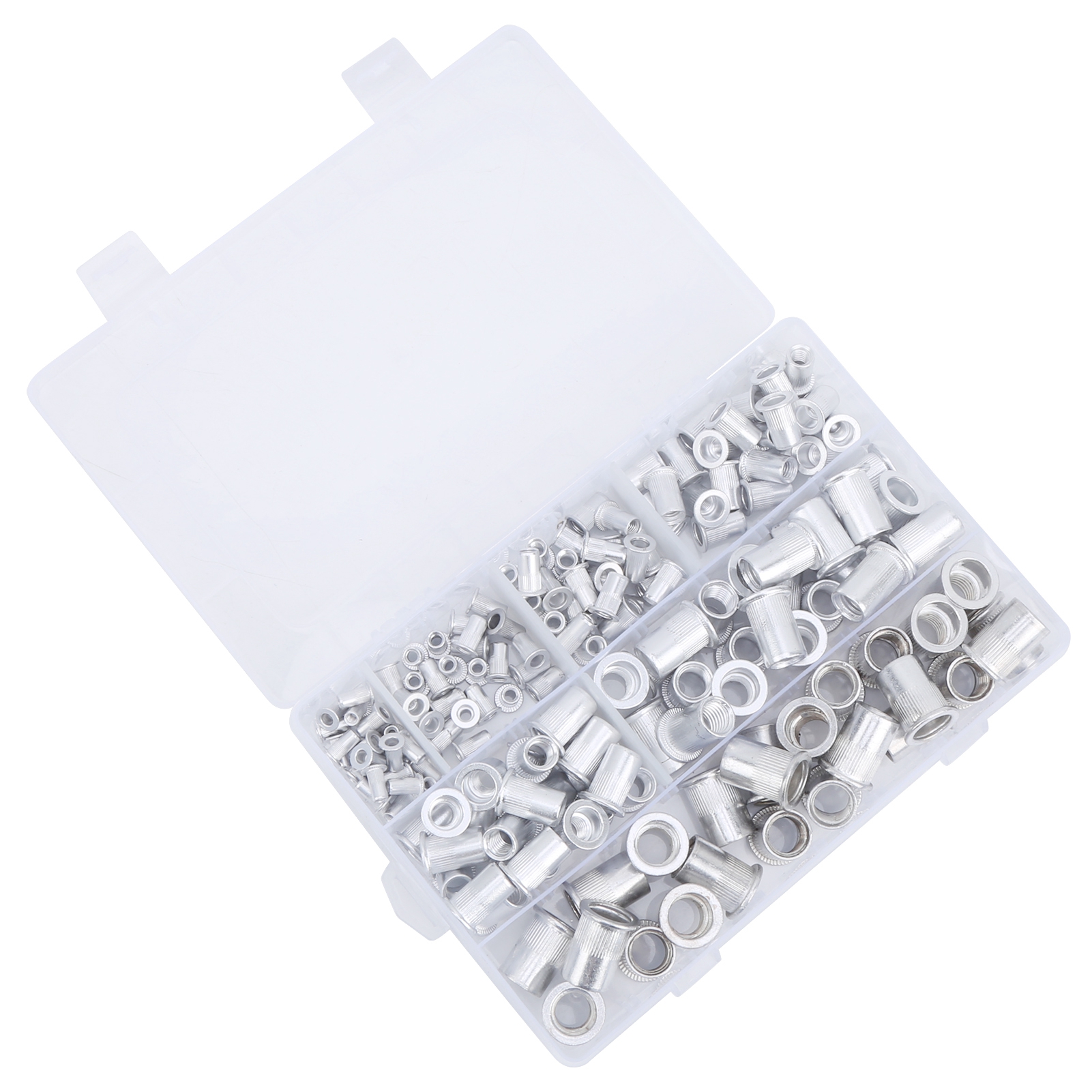 Assortiment De 175 Écrous À Sertir À Tête Plate En Aluminium Avec Boîte De Rangement Pour Outils Industriels