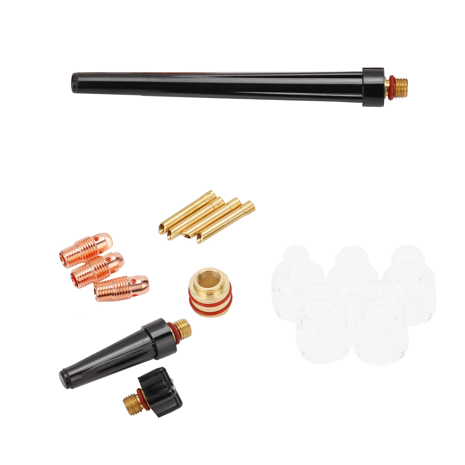 Kit D'Accessoires Pour Chalumeau De Soudage Wp9/20 : Buse En Verre, Consommables En Laiton Et Coupelle En Verre. Pistolet De Soudage À L'Argon.