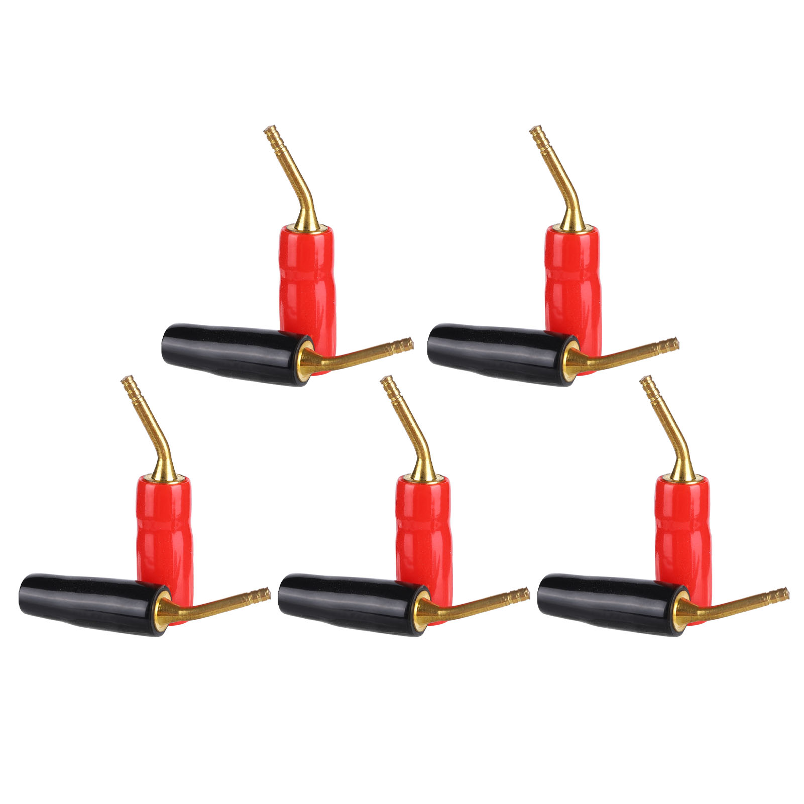 U44 Lot De 5 Fiches Haut-parleurs Plaquées Or, Connecteurs Audio Coudés En Cuivre Noir Et Rouge