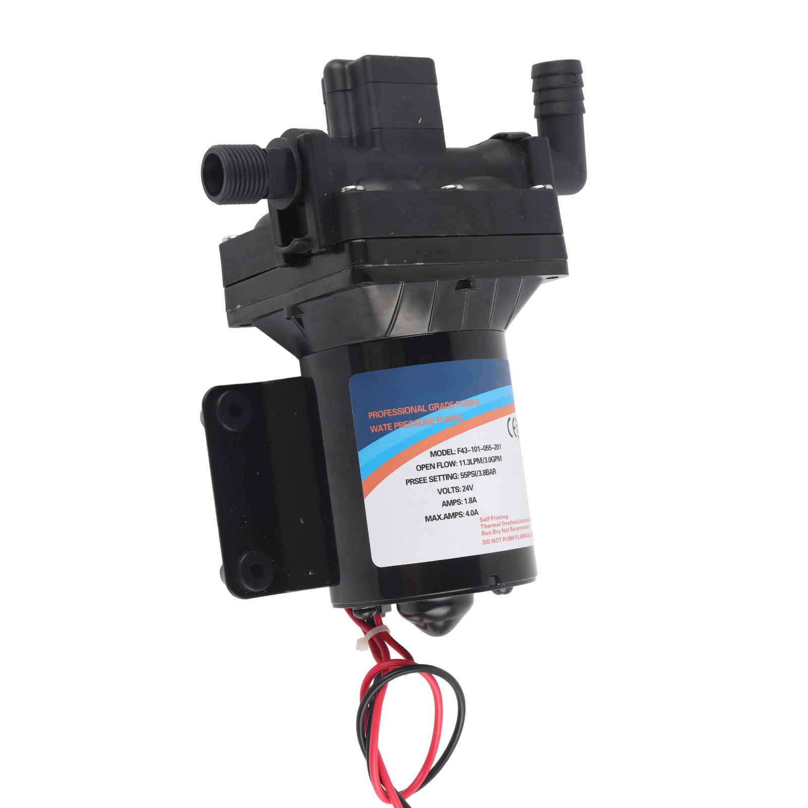 Pompe À Membrane 11,3 L - Installation Facile Et Pratique - Durable - Redémarrage Automatique - Pompe À Eau En Plastique Sécurisée F43-101-055-201 (24 V)
