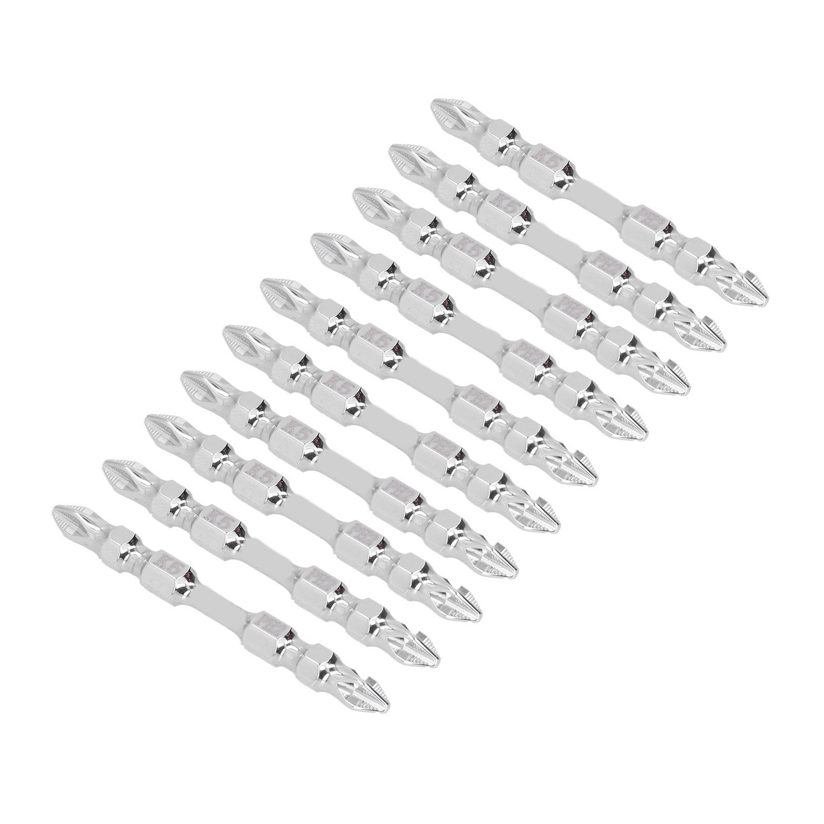 Lot De 10 Embouts De Tournevis Cruciformes Magnétiques Et Antidérapants En Acier Allié K5 À 2 Extrémités Pour Perceuse À Percussion