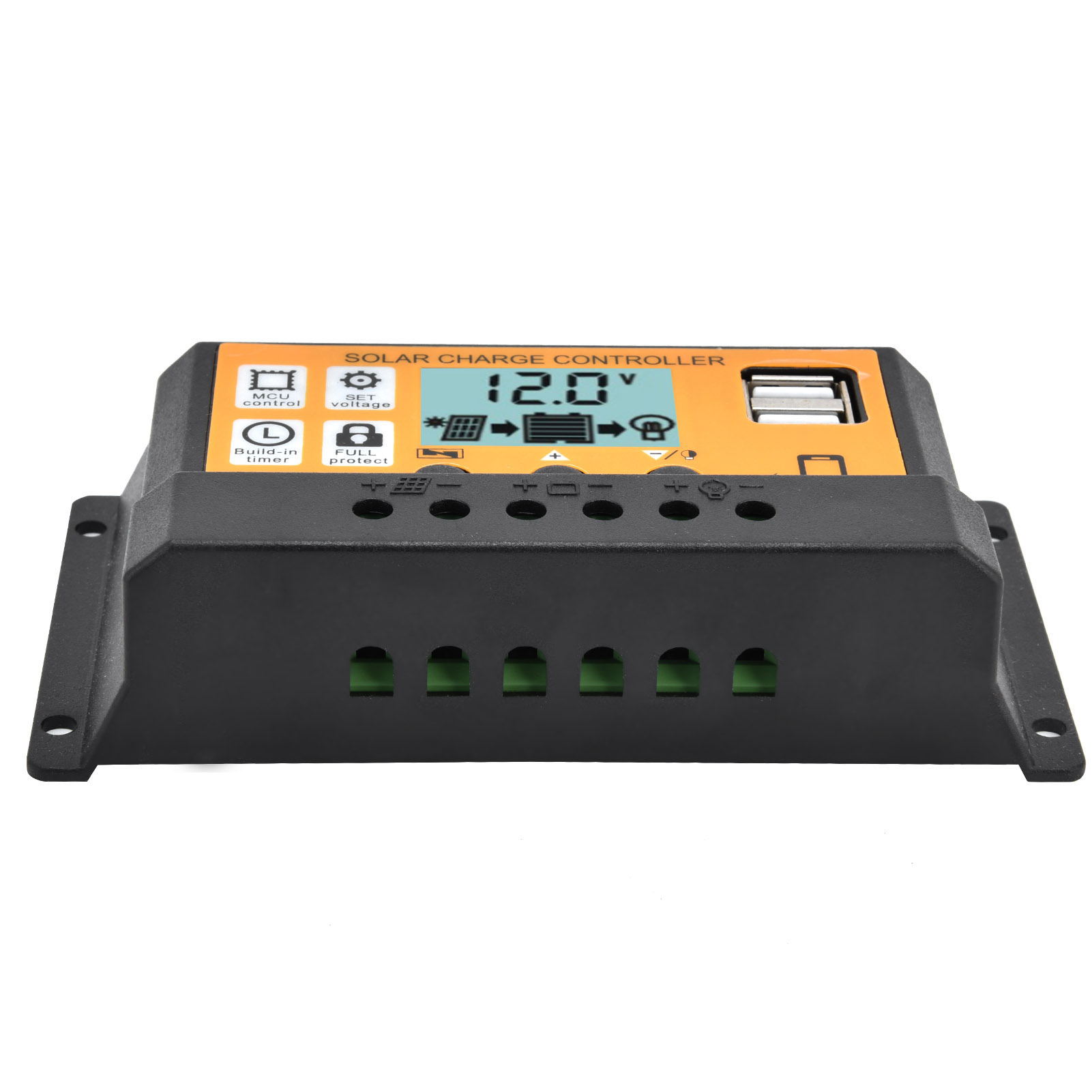 Contrôleur De Charge Intelligent Pour Panneau Solaire, Double Port Usb, Régulateur De Charge Pwm À 3 Étapes 12 V/24 V 10 A