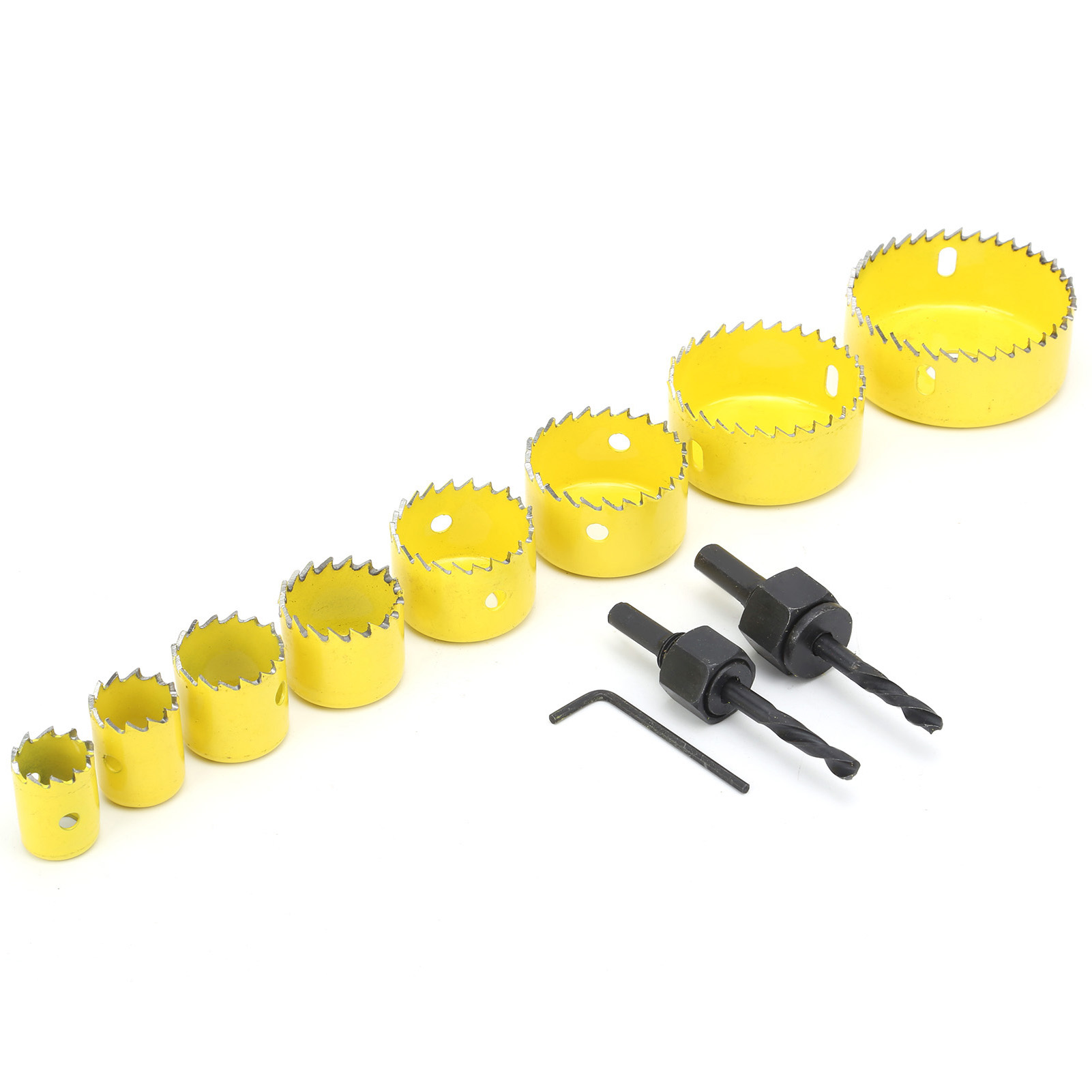 Kit De Perçage De 11 Scies Cloches Pour Le Travail Du Bois, Outils De Menuiserie, Diamètre 19 Mm À 64 Mm, Jaune