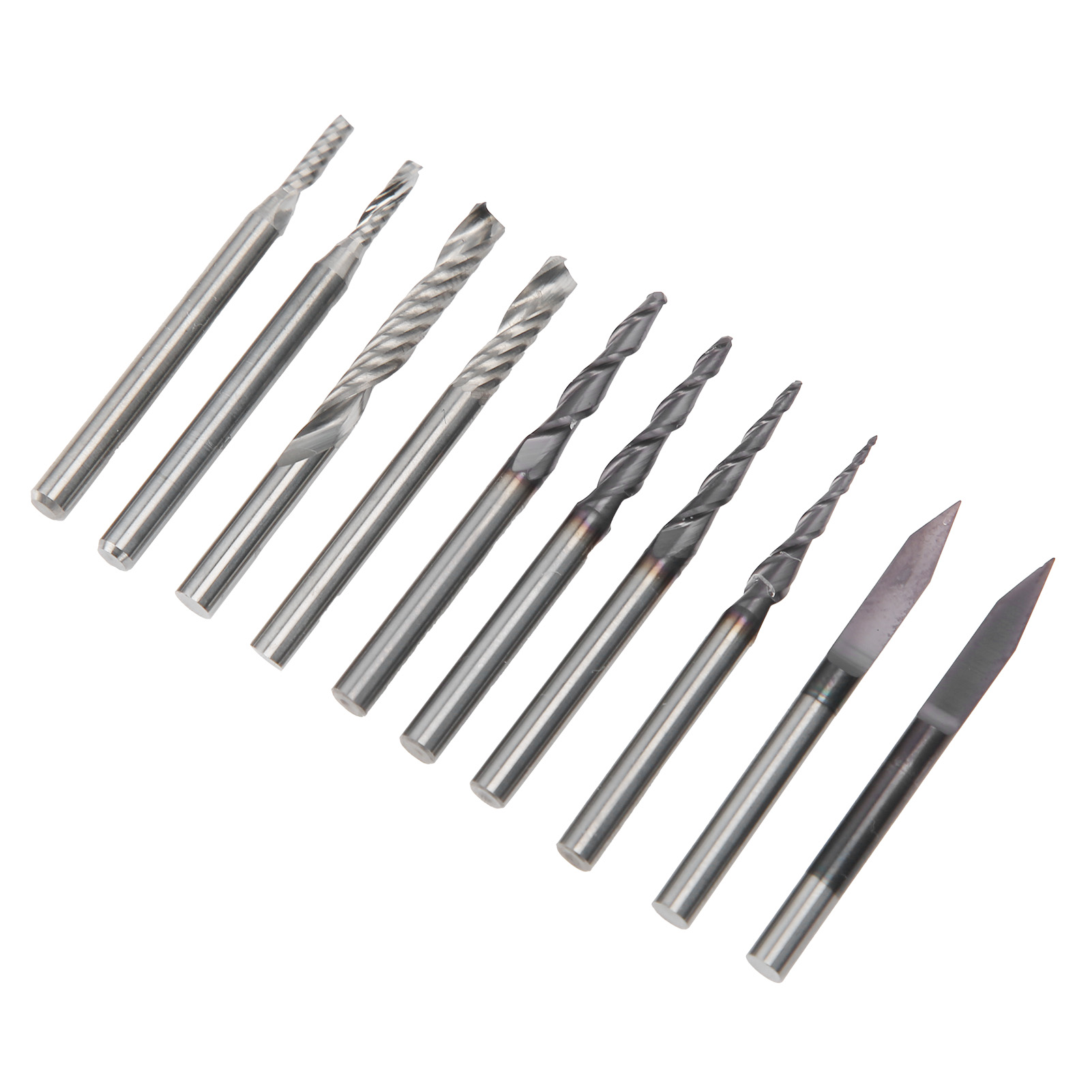 Jeu De 10 Fraises À Graver, Queue De 3,175 Mm, Pour Circuits Imprimés, Plastique Et Bois Dur.