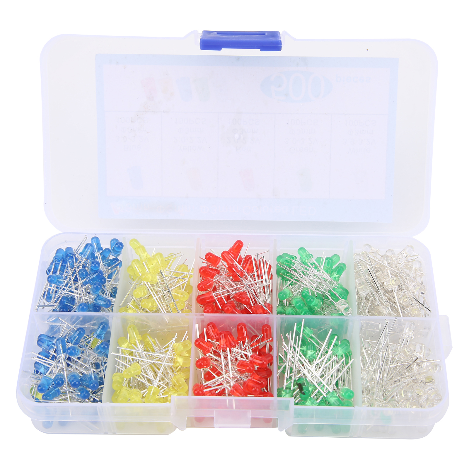 Boîte De 500 Ampoules Led Rondes Assorties, 5 Couleurs, 3 Mm, F3