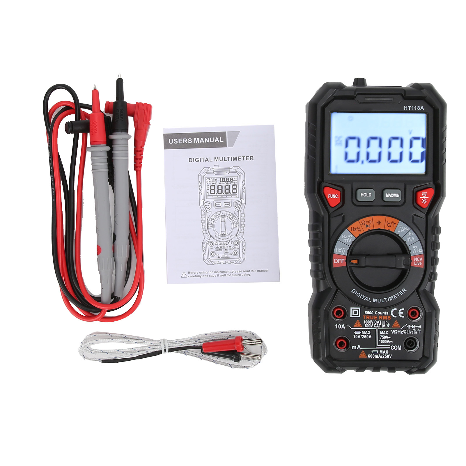 Multimètre Numérique Ht118a, Sélection Automatique De La Gamme, Testeur De Tension Et Ampèremètre Multifonctions Pour Électricien