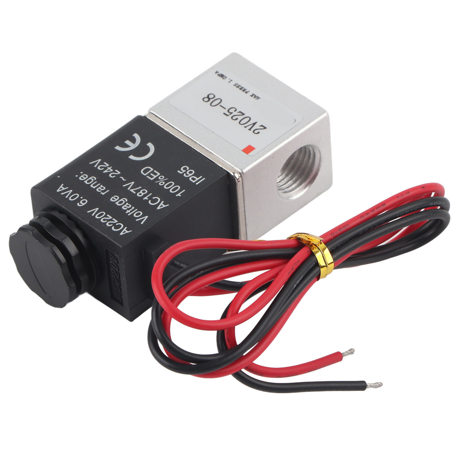 Électrovanne 2 Positions 2 Voies En Alliage D'Aluminium Normalement Fermée, G1/4 Po 2v025‑08ac220v