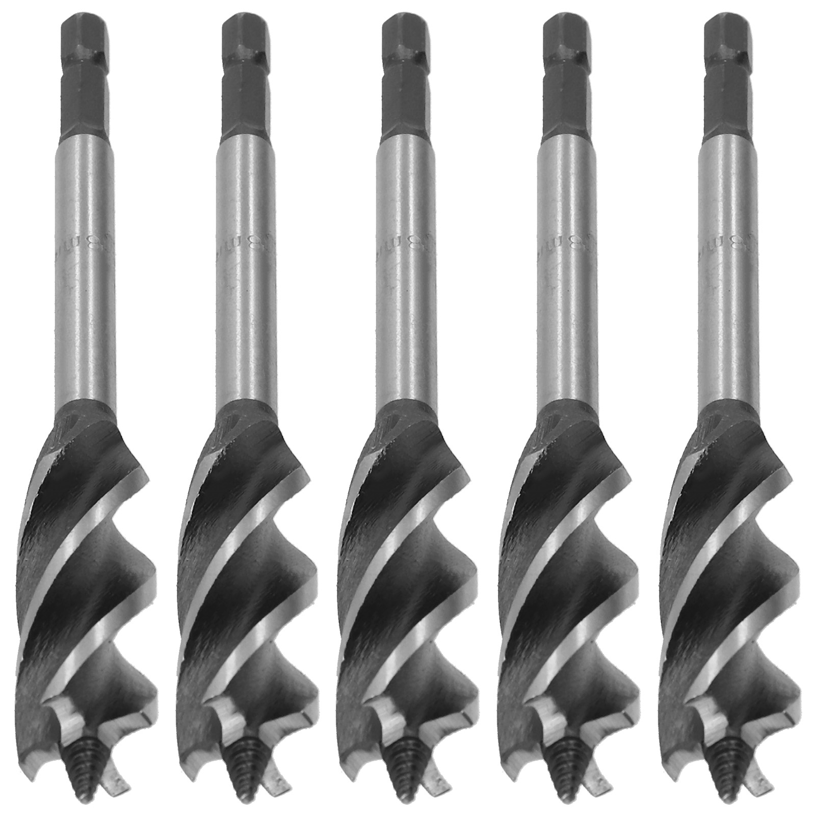 Lot De 5 Forets À Bois, Scie Cloche Pour Métal, Mèche À Tarière, 4 Rainures, Queue Hexagonale, 18 Mm