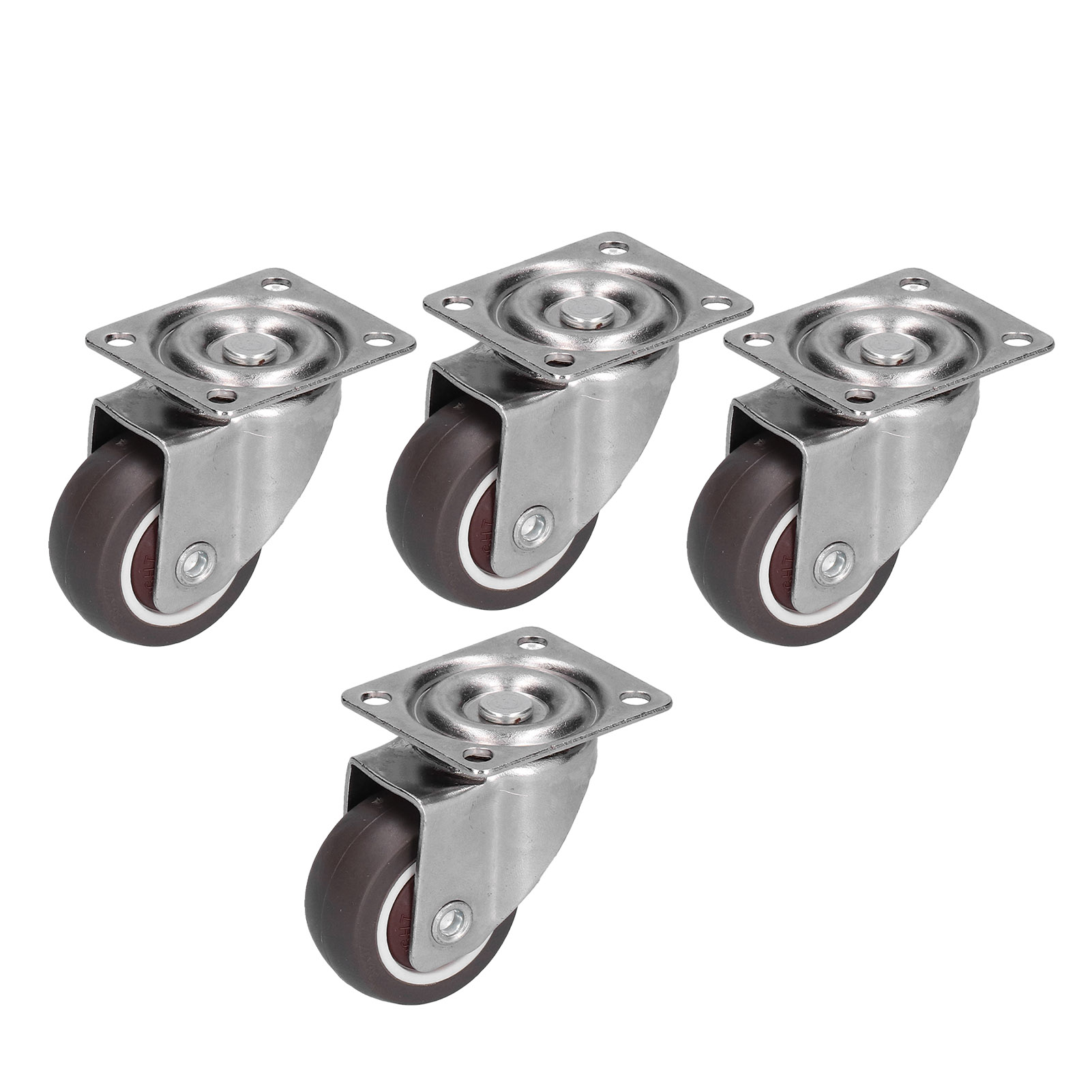 Lot De 4 Roulettes Industrielles Silencieuses Et Écologiques En Caoutchouc Tpr Marron