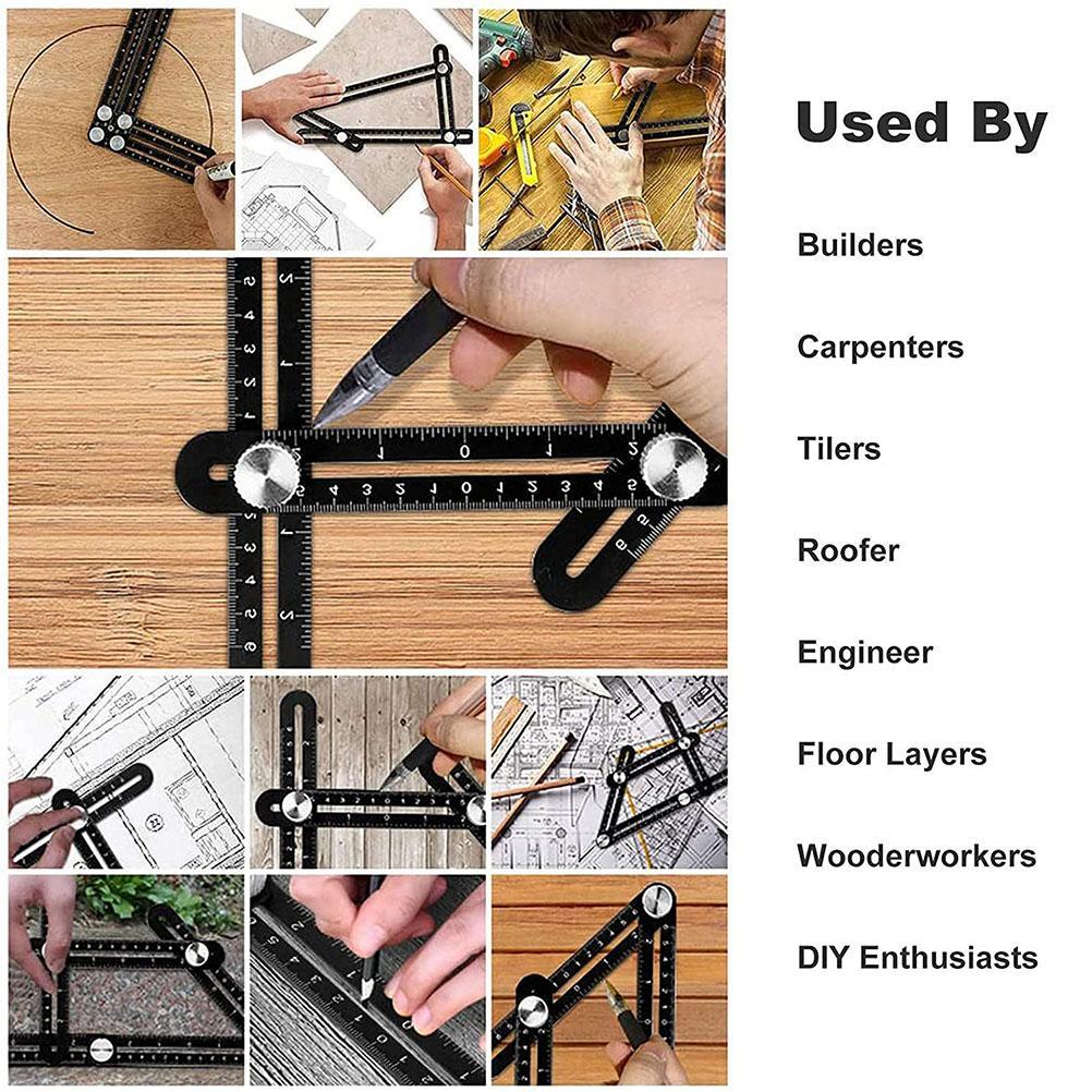 Règle De Mesure Multi-angles En Alliage D'Aluminium, Outil De Positionnement D'Ouverture De Carrelage Pliable En 12 Plis